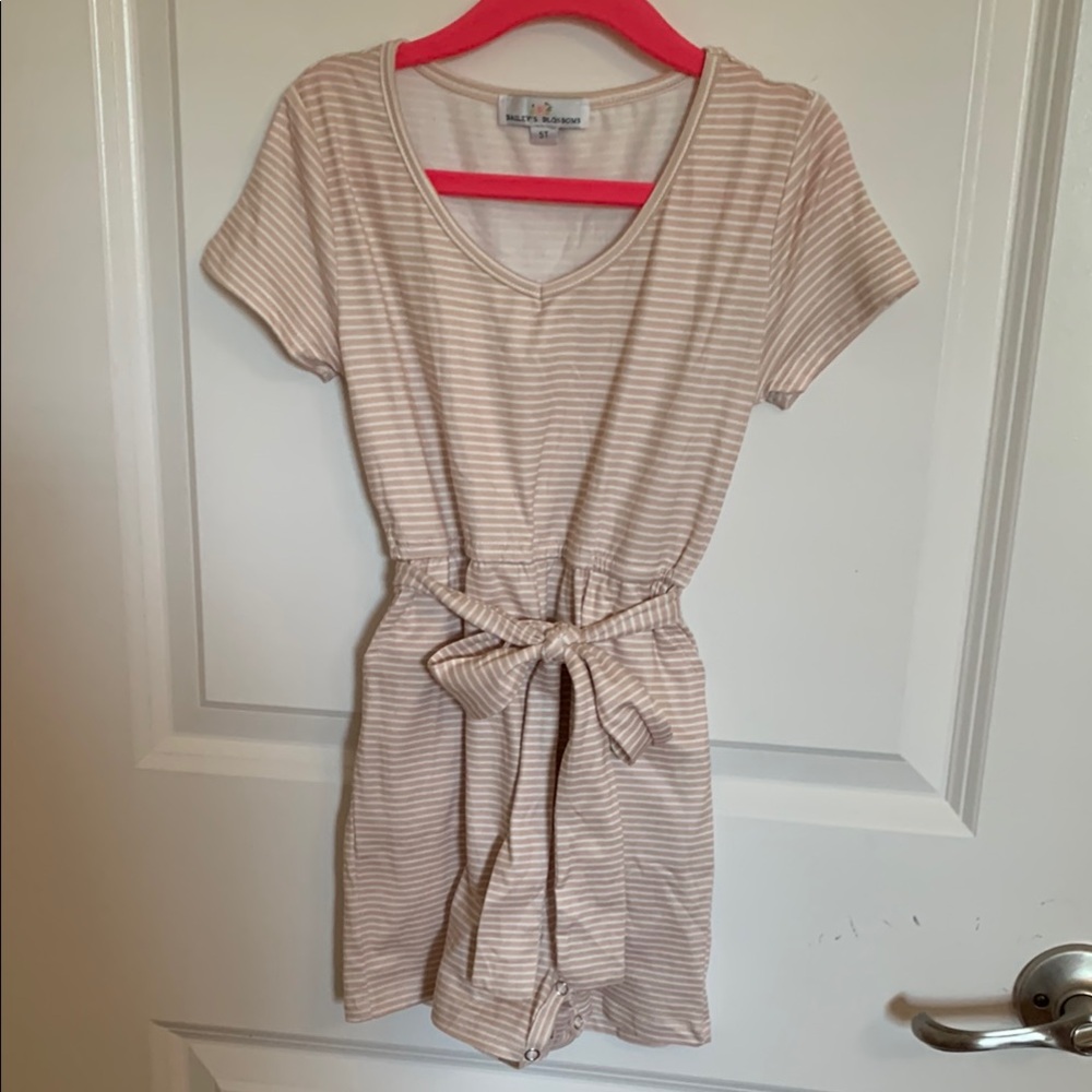 Striped Beige Kids Romper